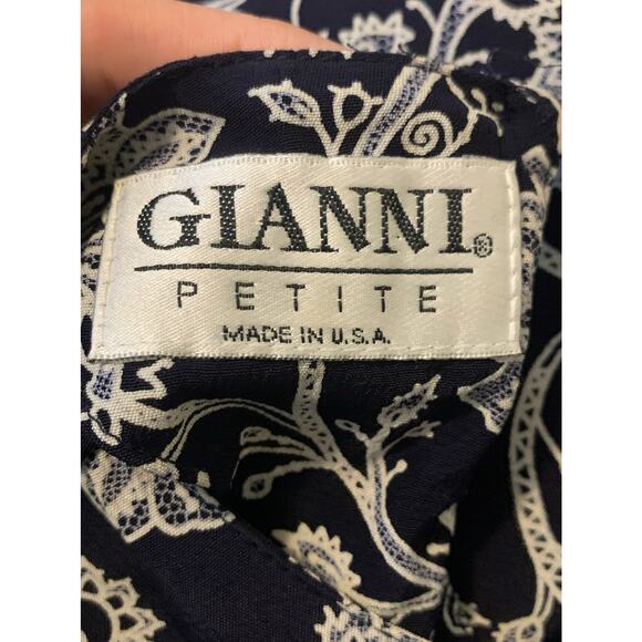 Gianni black white floral short sleeves padded blouse size 8 - Picture 3 of 9